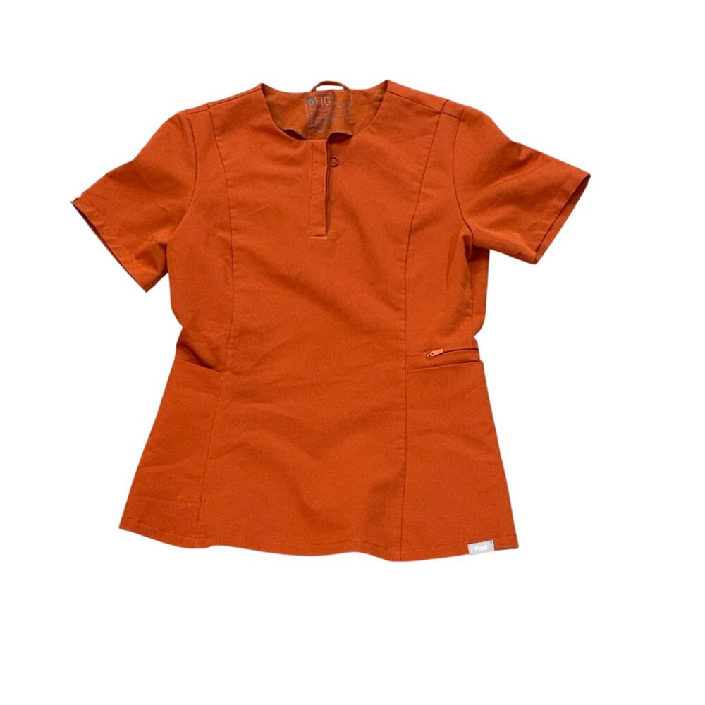 FIGS Auburn Orange Bristol‎ Slim Henley Scrub Top XXS Nurse Healthcare Uniform
